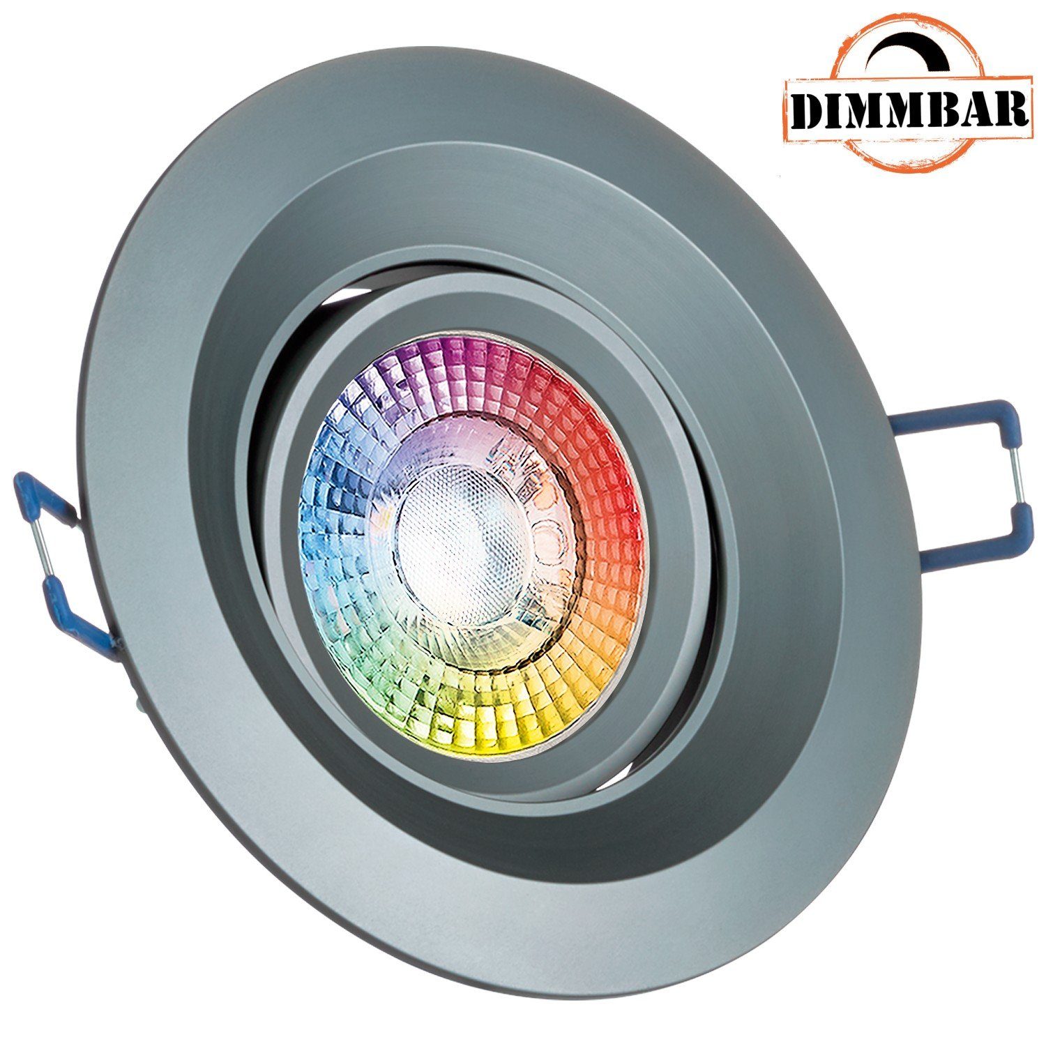 LEDANDO LED Einbaustrahler RGB LED Einbaustrahler Set extra flach in anthrazit mit 3W LED von LED