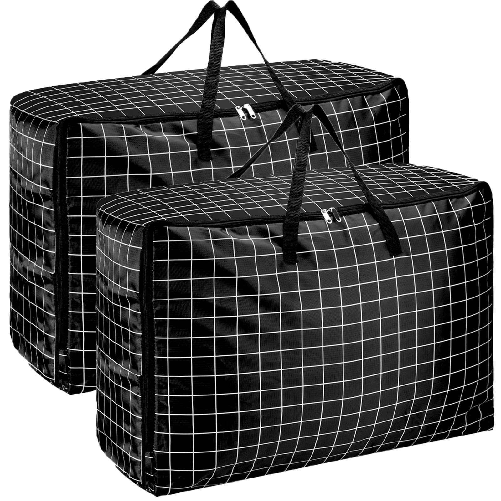 Minicloss Aufbewahrungstasche 2 Stück 105 L Groß Aufbewahrungstasche, extra große Umzugstasche (2-tlg), mit Reißverschlüssen für Kleidung, Bettwäsche, Bettdecken