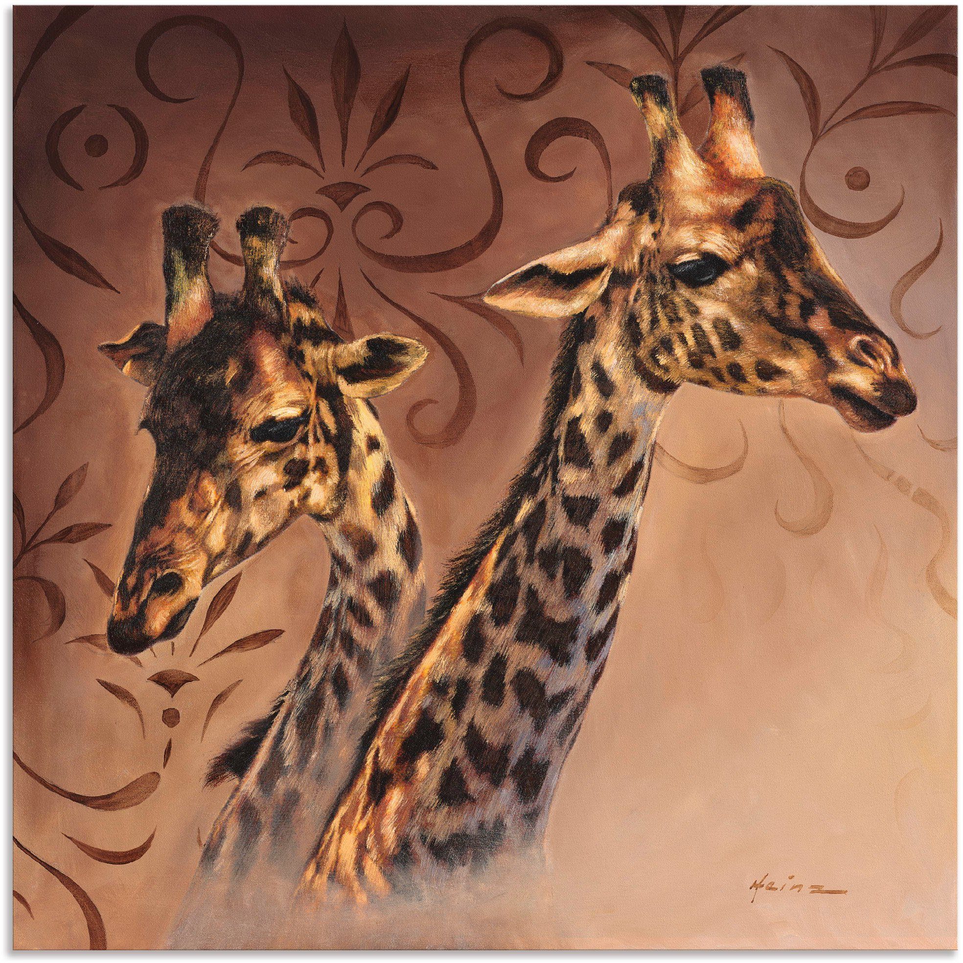 (1 oder Porträt, Alubild, in St), Poster Wandbild als versch. Leinwandbild, Giraffen Größen Wildtiere Artland Wandaufkleber