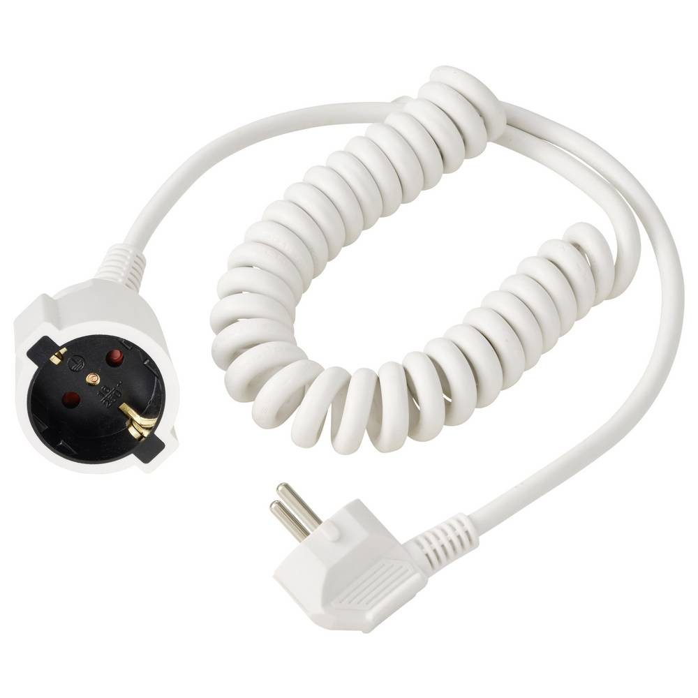 Sygonix Strom Verlängerungskabel 16 A Weiß 2.50 m H05VV-F 3G 1,5 mm² Verlängerungskabel, Spiralkabel