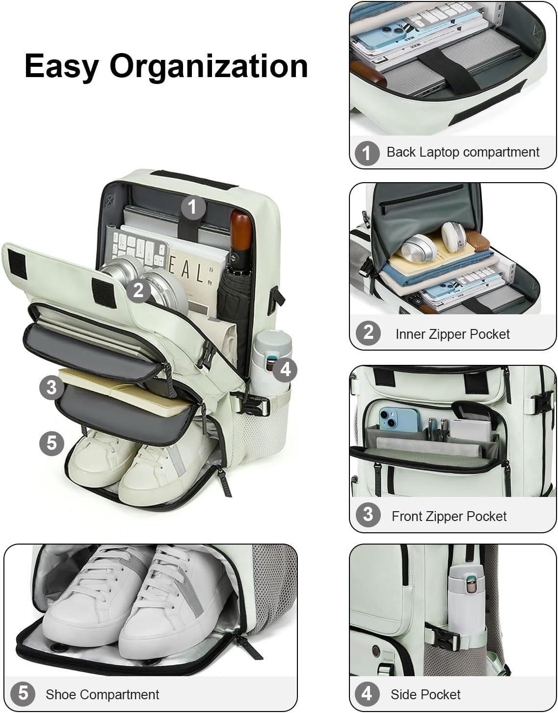 LIANNA Wanderrucksack Reise-Laptop-Rucksack. Passend für 16,5-Zoll-Notebook-Rucksack. (Set, 1-tlg., mit Federtasche), Handgepäck-Rucksack mit USB-Ladeanschluss.