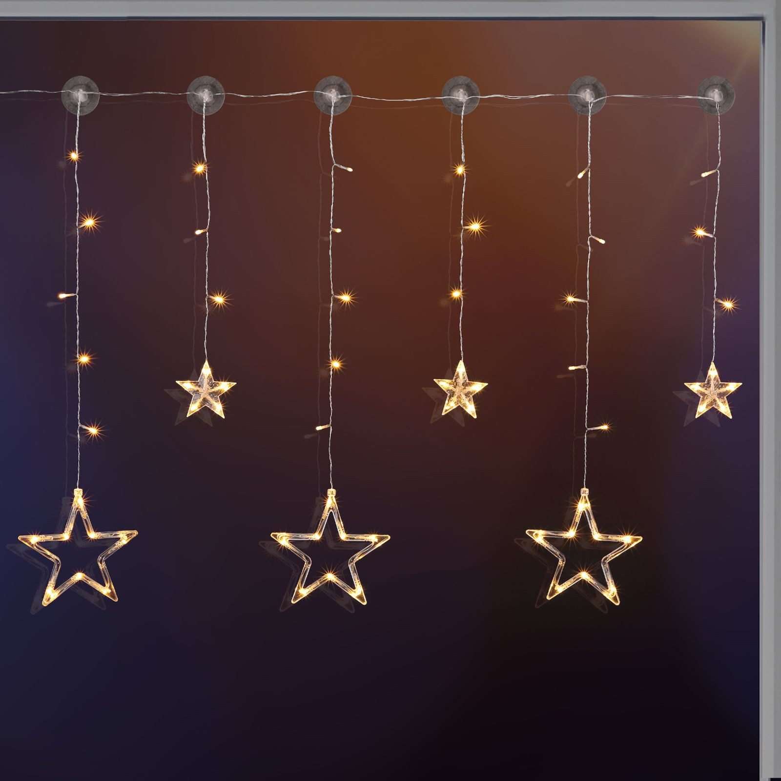 Gravidus LED-Lichtervorhang LED Batterie-Sternenvorhang mit 63 warmweißen L günstig online kaufen