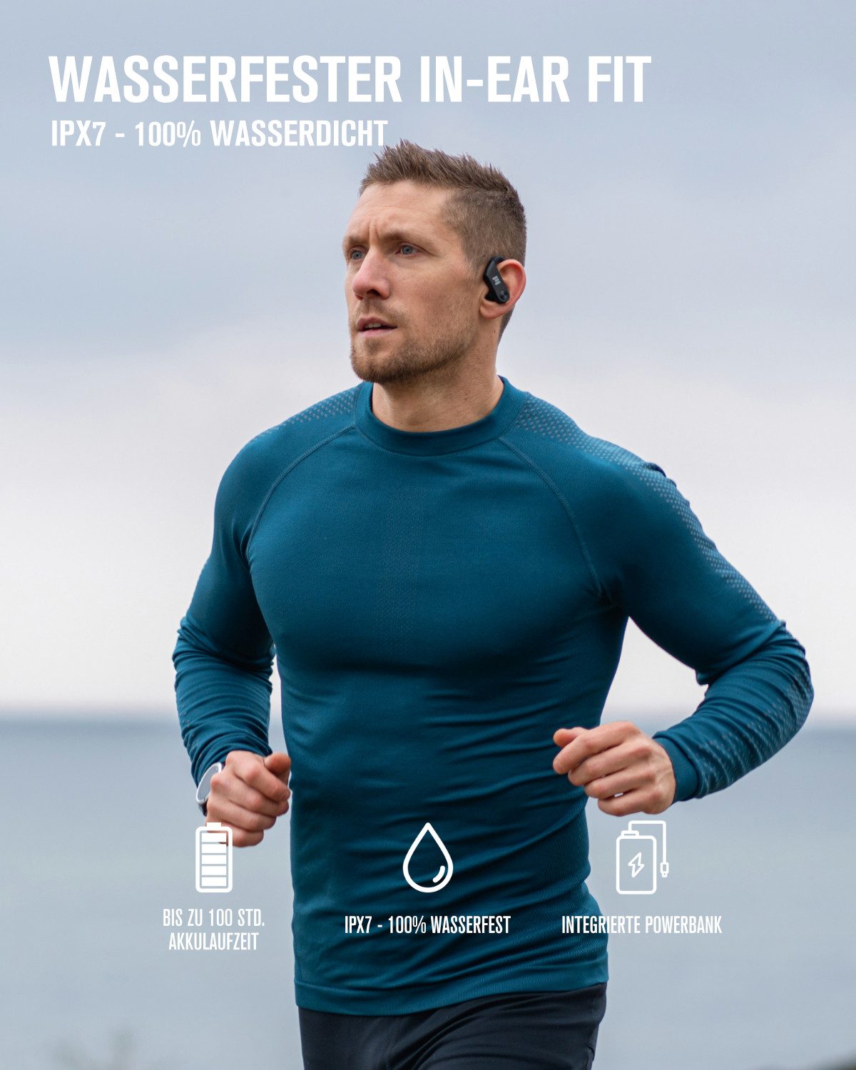 MIIEGO MiiBUDS ACTIVE GO Sport-Kopfhörer (Siri, Google Assistant, Bluetooth, IPX7 wasserfest)