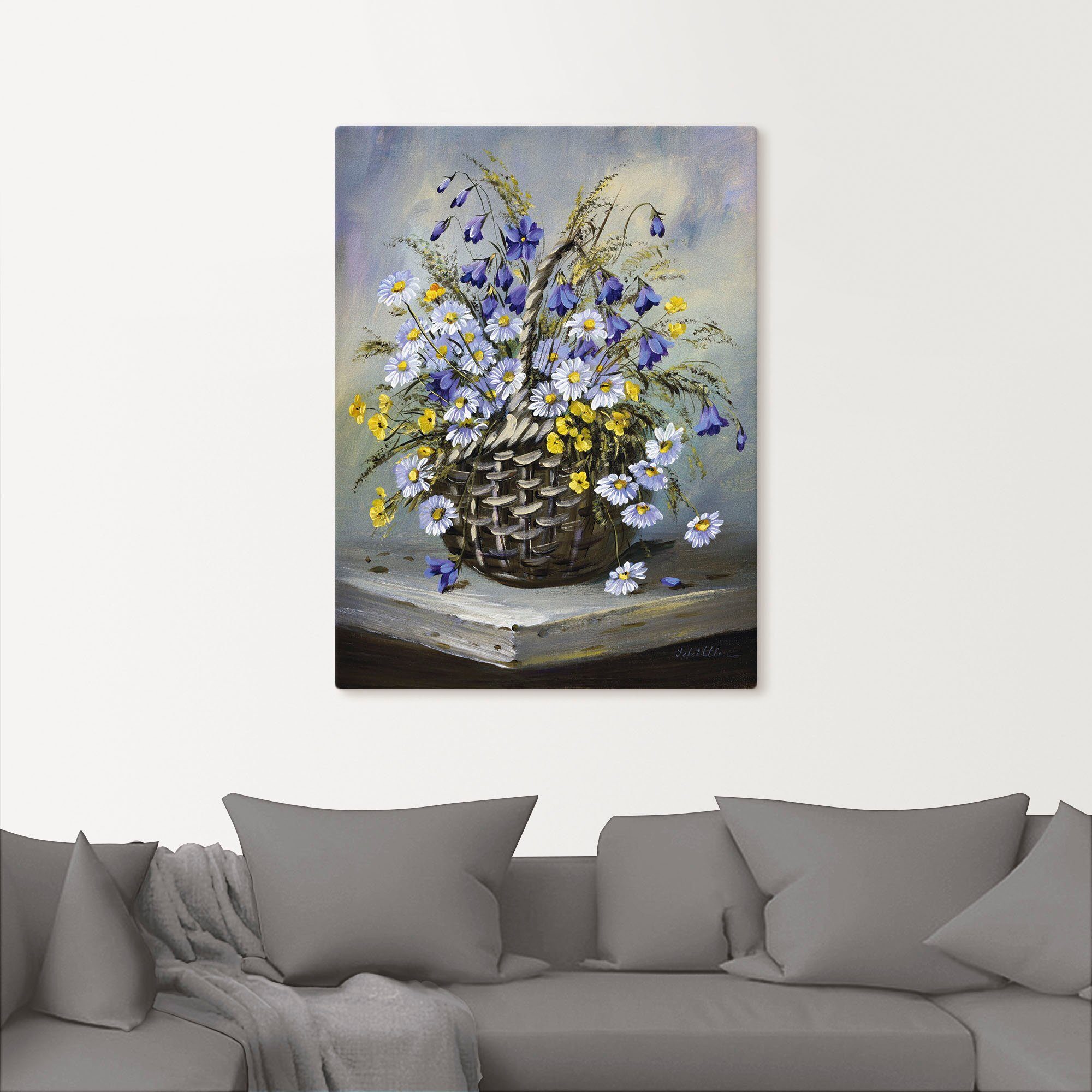 Artland Wandbild Bunter Korb, Blumen (1 St), als Leinwandbild, Poster in verschied. Größen