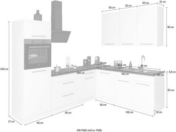 wiho Küchen Winkelküche Unna, mit E-Geräten, Stellbreite 260 x 220 cm
