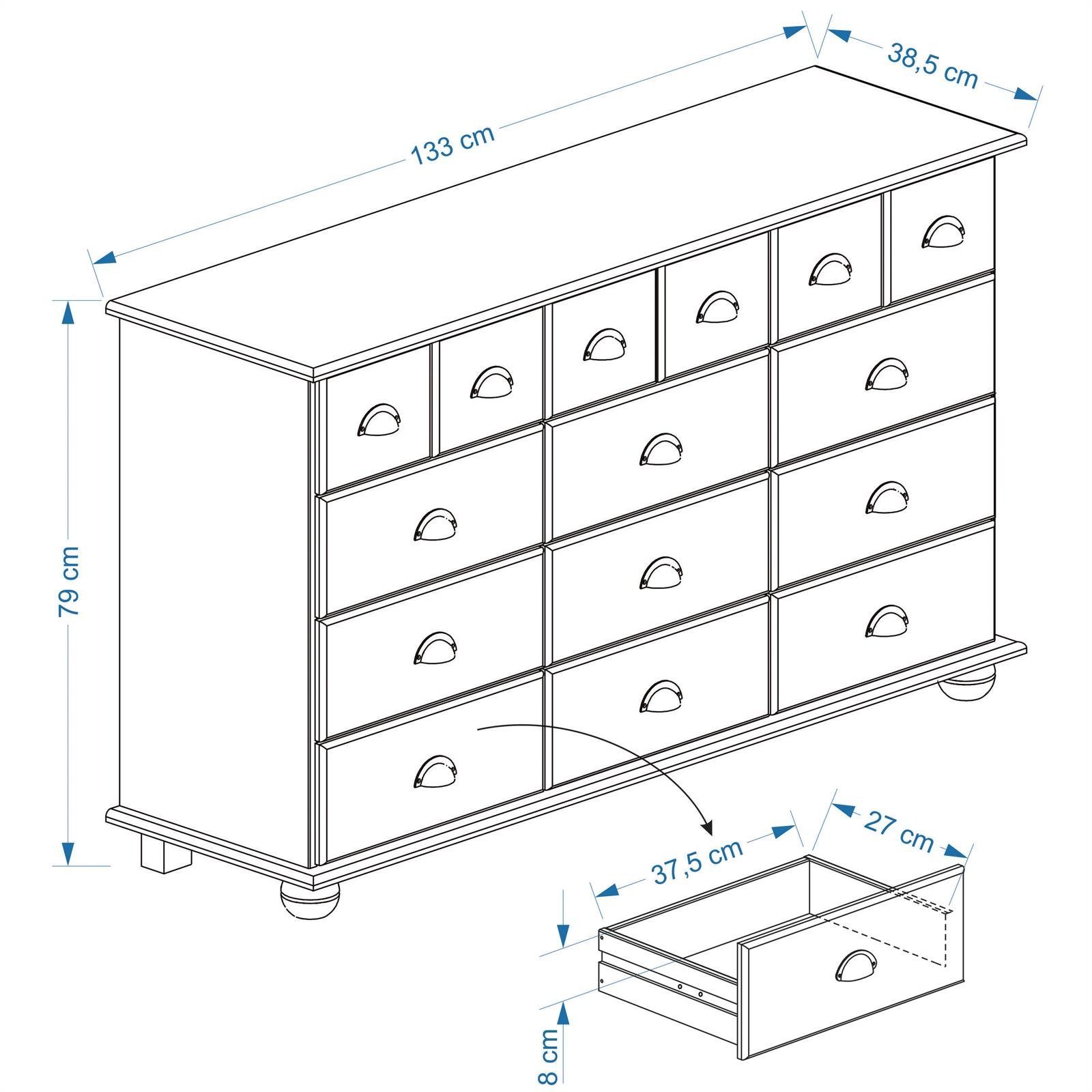 IDIMEX Kommode COLMAR, Kommode COLMAR, Schubladenschrank Apothekerschrank mit 12 Schubladen