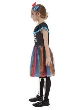 Smiffys Kostüm Neon Tag der Toten, Dia de los Muertos-Kostüm für die kleine Senorita