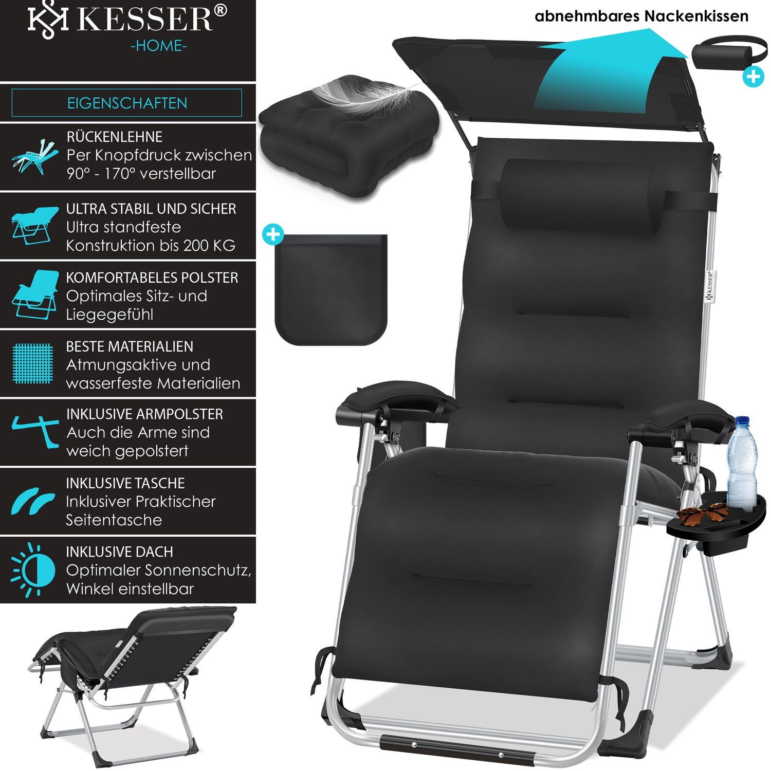 KESSER Gartenliege, Sonnenliege Liegestuhl Klappbar + günstig online kaufen