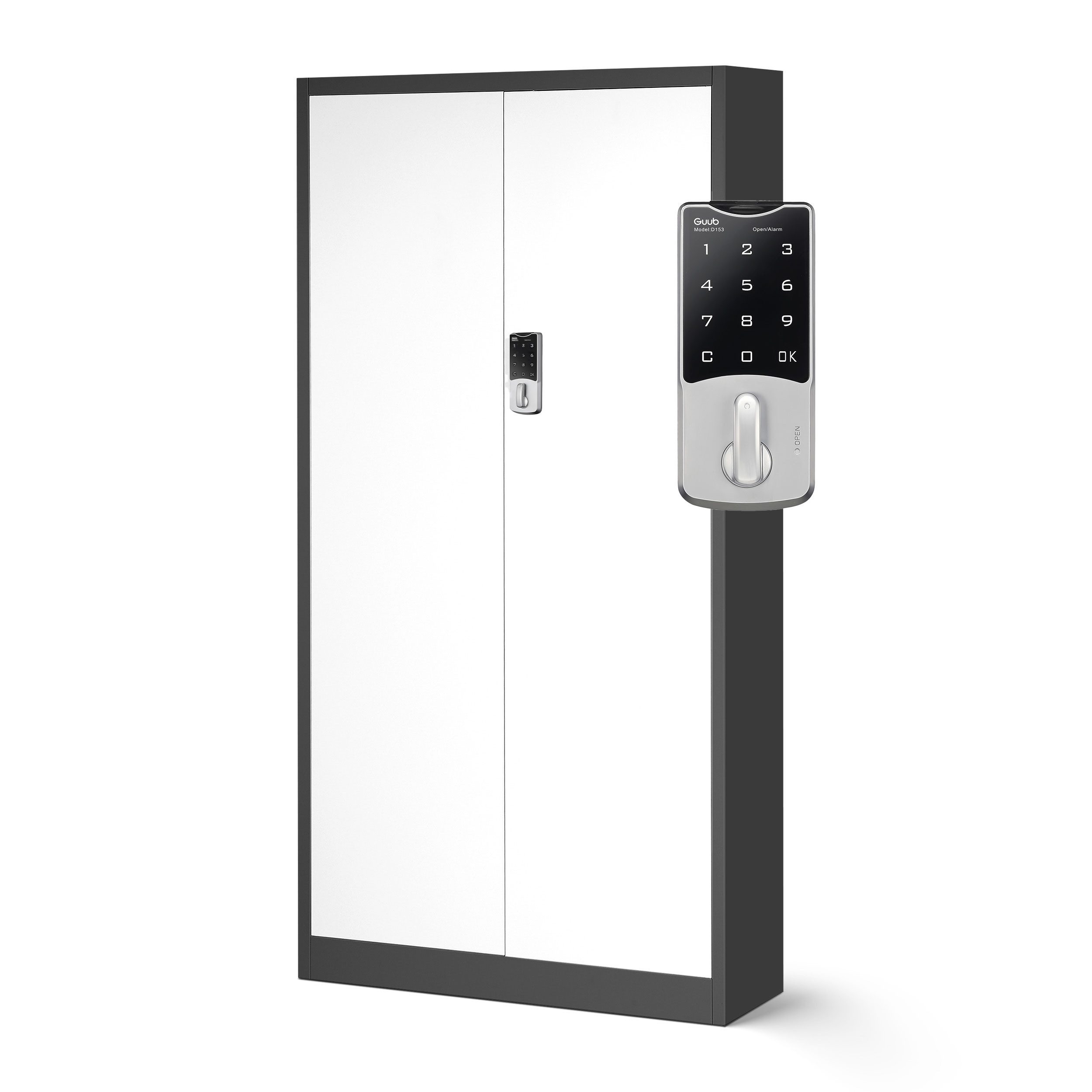 Jan Nowak Aktenschrank Metall Büroschrank Zahlenschloss 90 cm DANIEL 4 Böden Stahl (Stahl 0,6 mm Wandmontage möglich PZH-zertifiziert 185 cm) Büroschrank ohne Schlüssel Kombinationsschloss robust 5 Farben