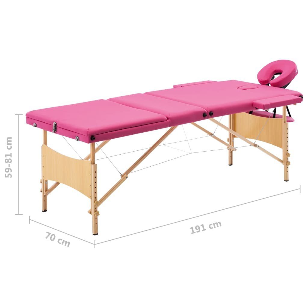 Massageliege Klappbar Holzgestell mit vidaXL Massageliege Rosa 3-Zonen