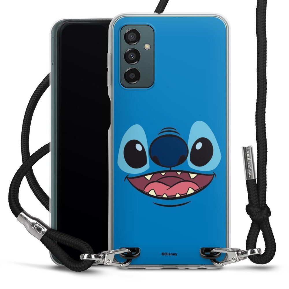 DeinDesign Handyhülle Lilo & Stitch Disney Offizielles Lizenzprodukt Stitch Closeup, Samsung Galaxy M23 5G Handykette Hülle mit Band Case zum Umhängen