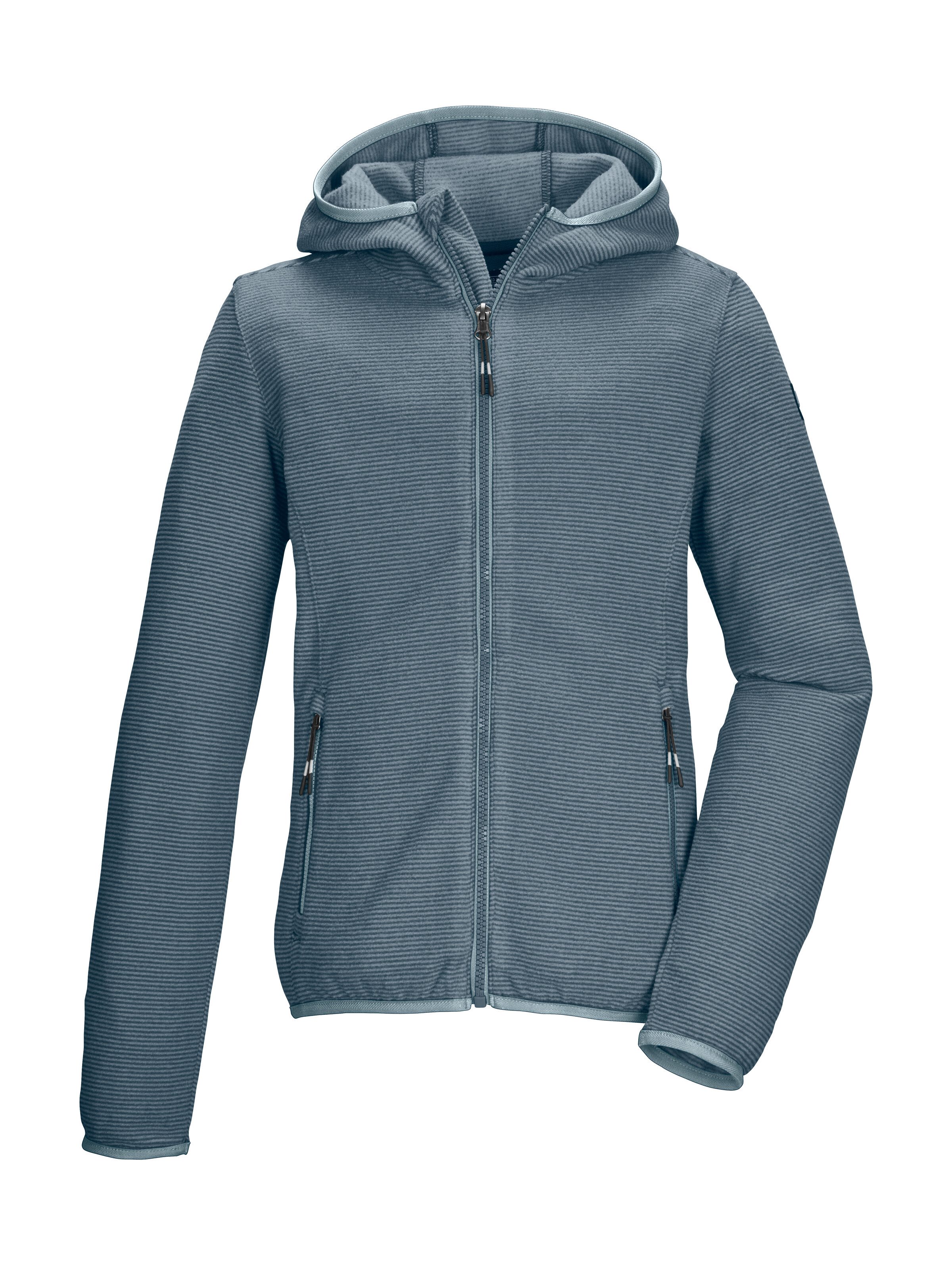 Killtec Fleecejacke KOW 245 GRLS FLC JCKT Gestreifte Fleecejacke mit Kapuze, Kinnschutz und elastischen Bündchen