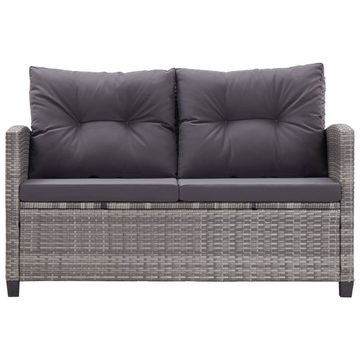 vidaXL Loungesofa 2-Sitzer-Gartensofa mit Kissen Grau 124 cm Poly Rattan, 1 Teile