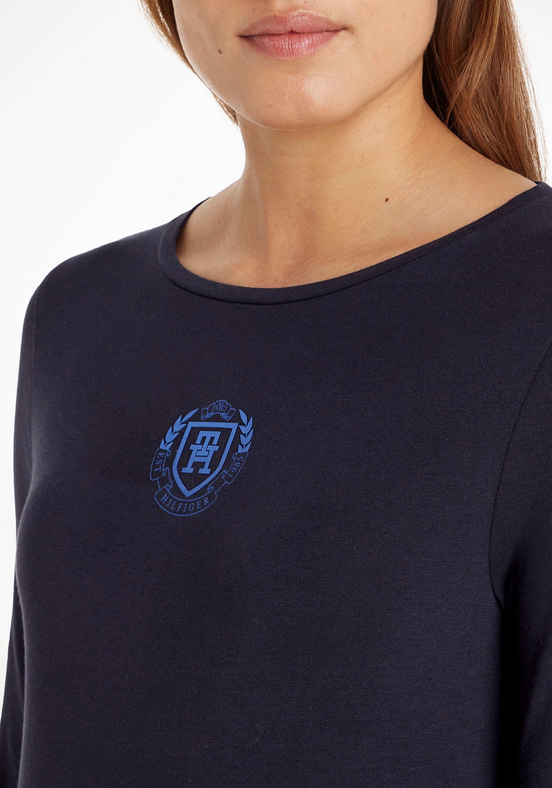 Tommy Hilfiger Langarmshirt mit Logodruck dunkelblau