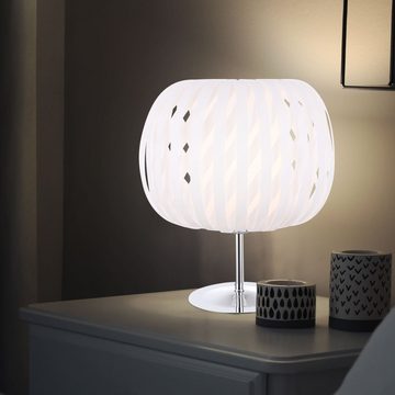 etc-shop LED Tischleuchte, Leuchtmittel inklusive, Warmweiß, Farbwechsel, Chrom Tisch Lampe weiß Fernbedienung Wohn Zimmer Leuchte