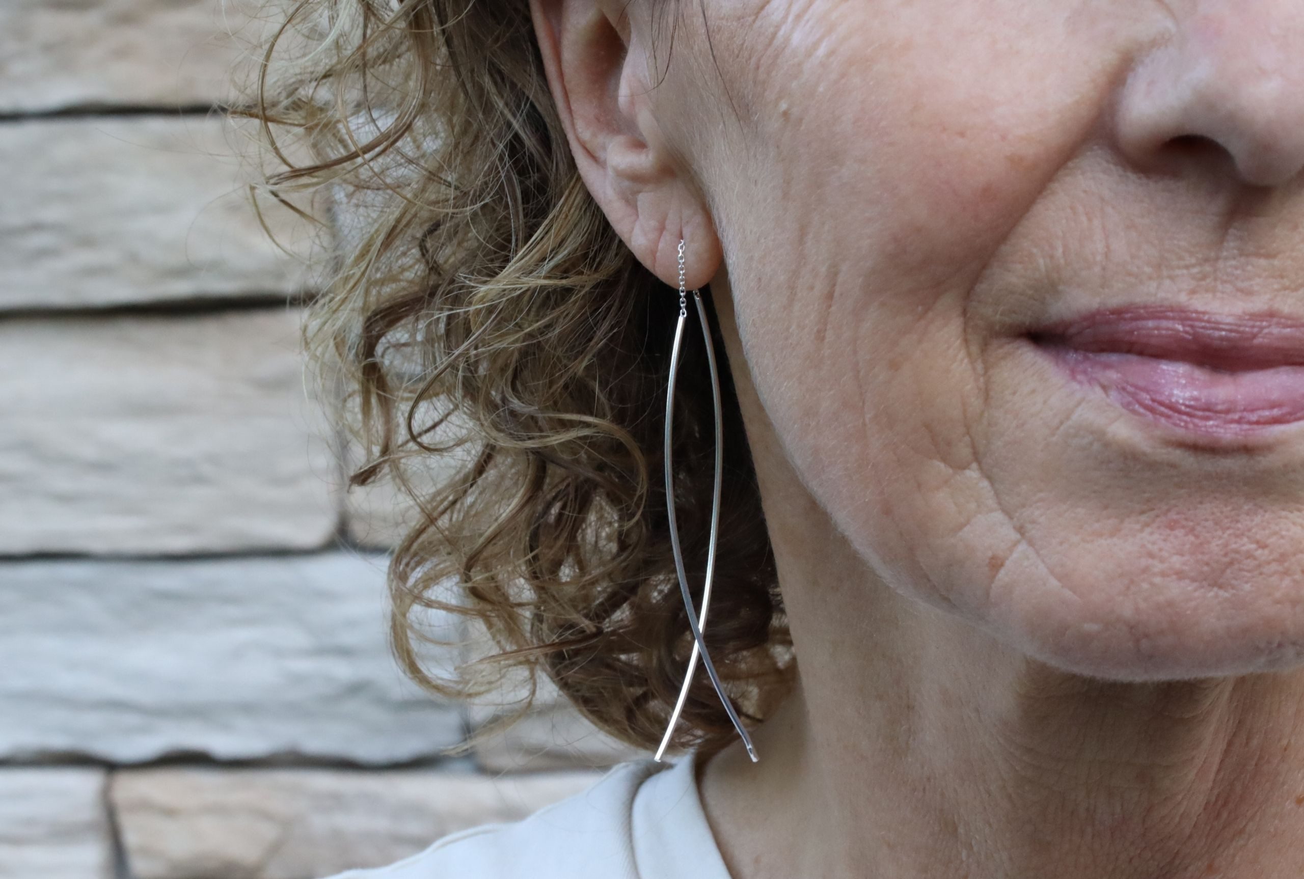 SILBERMOOS Paar Ohrhänger Moderne Ohrhänger zum Durchziehen, 925 Sterling Silber