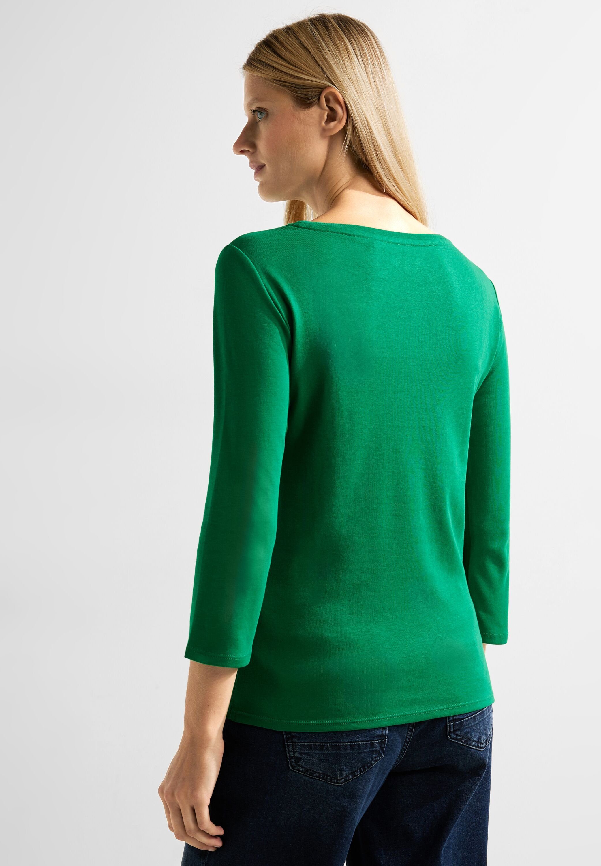 easy Cecil Unifarbe 3/4-Arm-Shirt green in Unifarbe Shirt Basic in