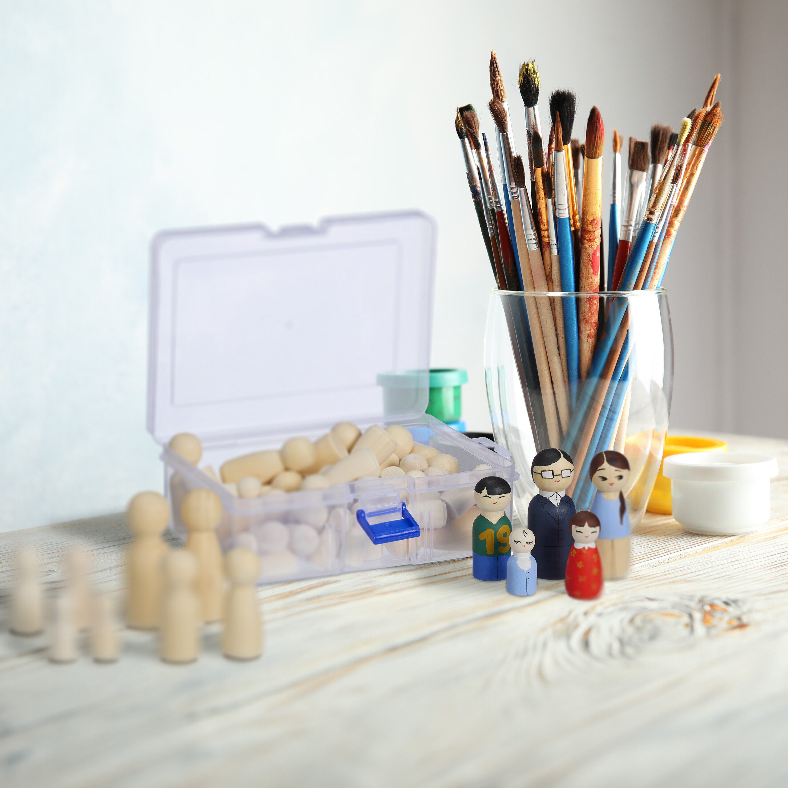 relaxdays Bastelnaturmaterial Holzfiguren zum Bemalen 100er Set, (100-tlg)