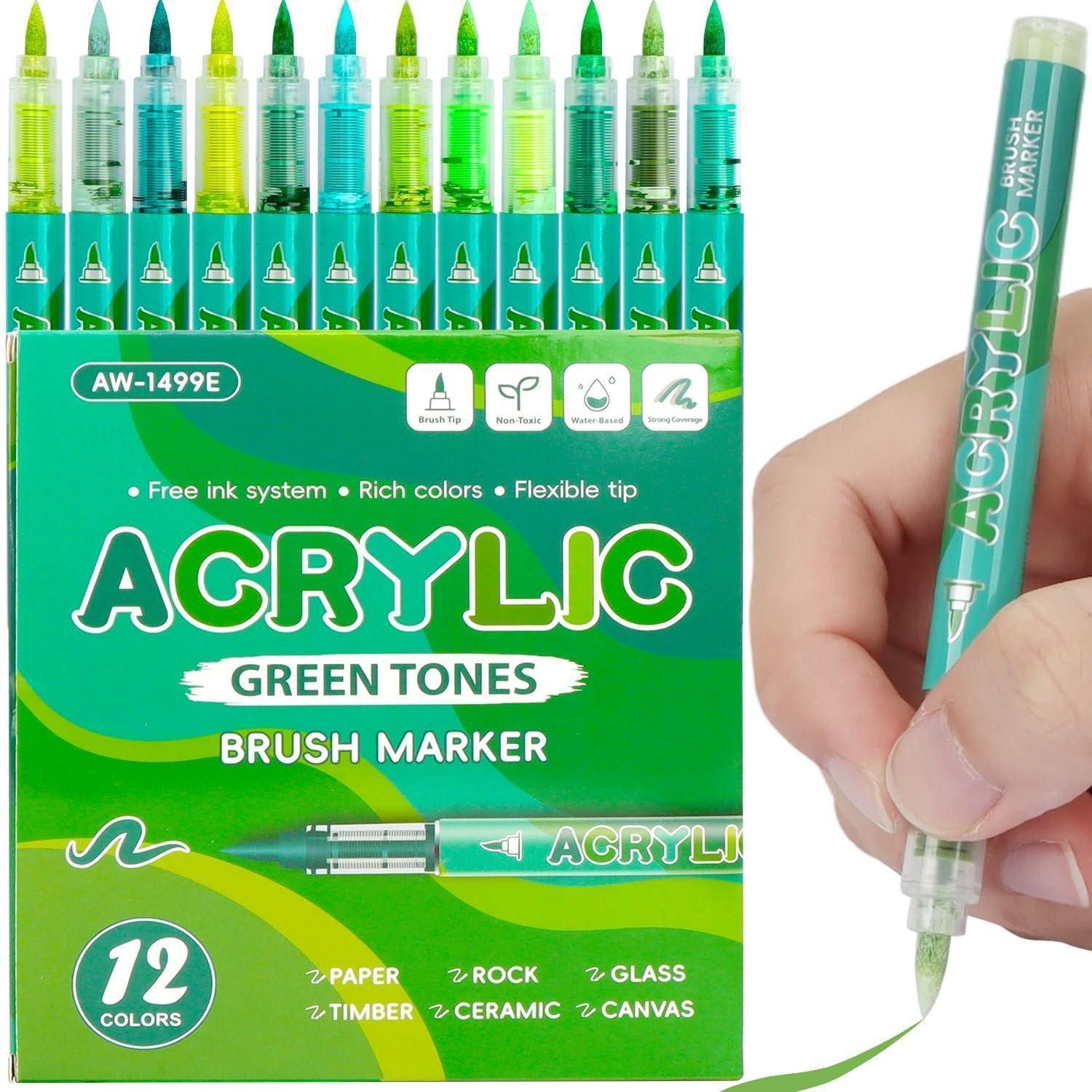 LuxusKollektion Lackmarker Acrylstifte Set Farbverlauf 12er Steine Glas Stoff