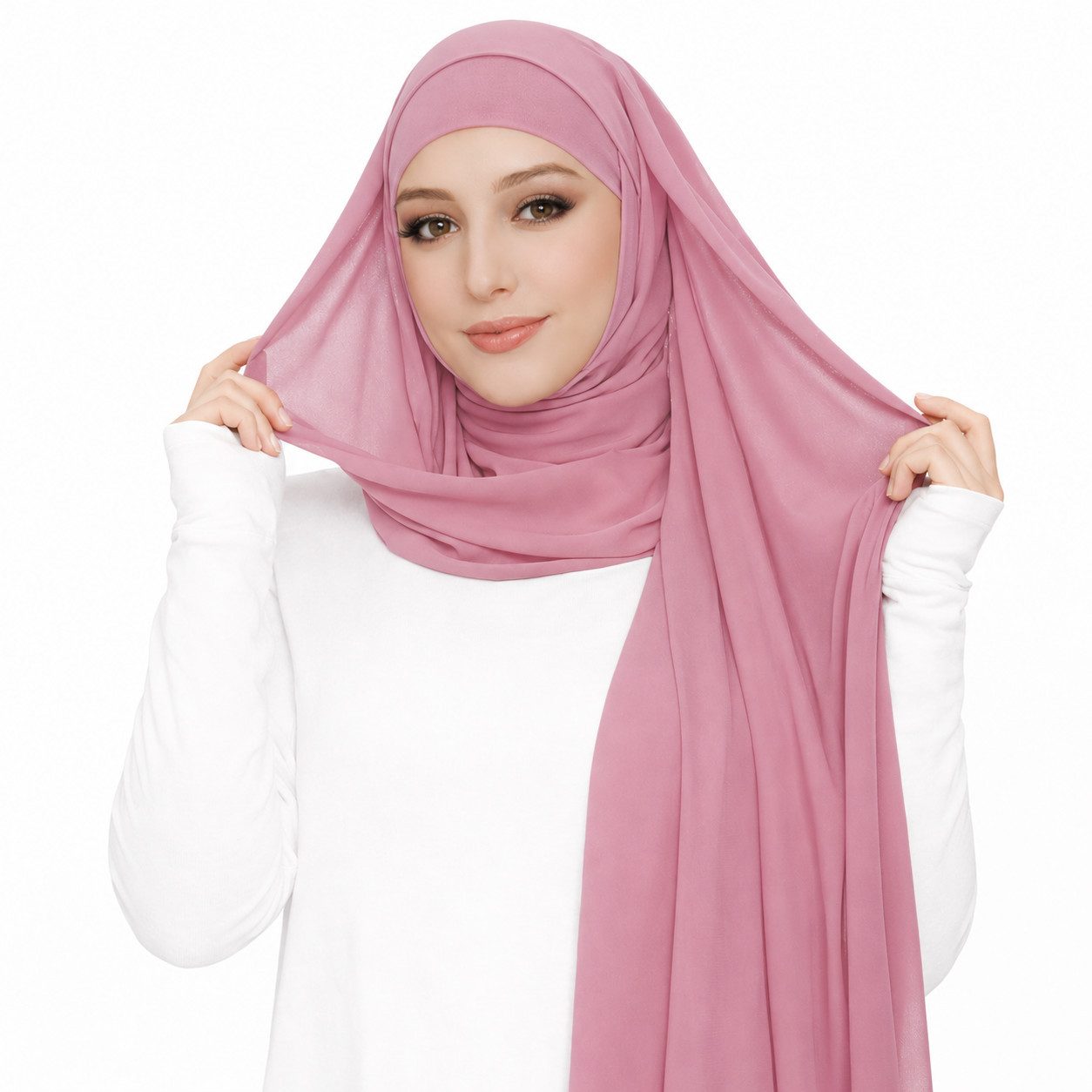 Aymasal Hijab 2 in1 Chiffon Hijab mit integriertem Unterkopftuch Bone Islam Kopftuch (Einzeln, Einzelartikel) Kopftuch 2 in 1 Chiffon Hijab mit integriertem Unterkopftuch