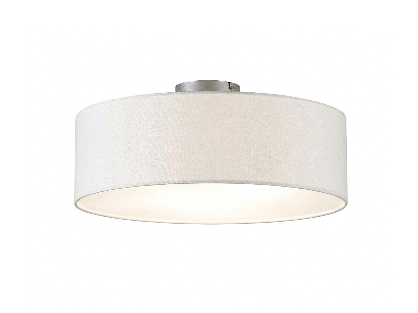 meineWunschleuchte Deckenleuchte mit Stoff Lampenschirm Weiß Ø 40cm, ohne Leuchtmittel, Stoff-Lampe, gemütliche Deckenlampe, E14 Schlafzimmerlampe rund