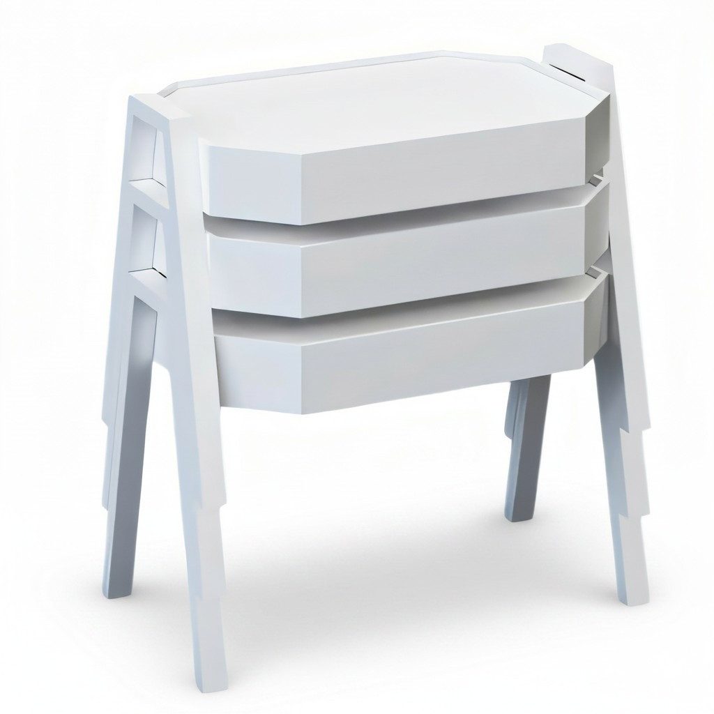 Xlmoebel Satztisch Weißes Couchtisch-Set aus Holz mit modernem Design (Set, 3er Couchtisch-Set), Made in Europa