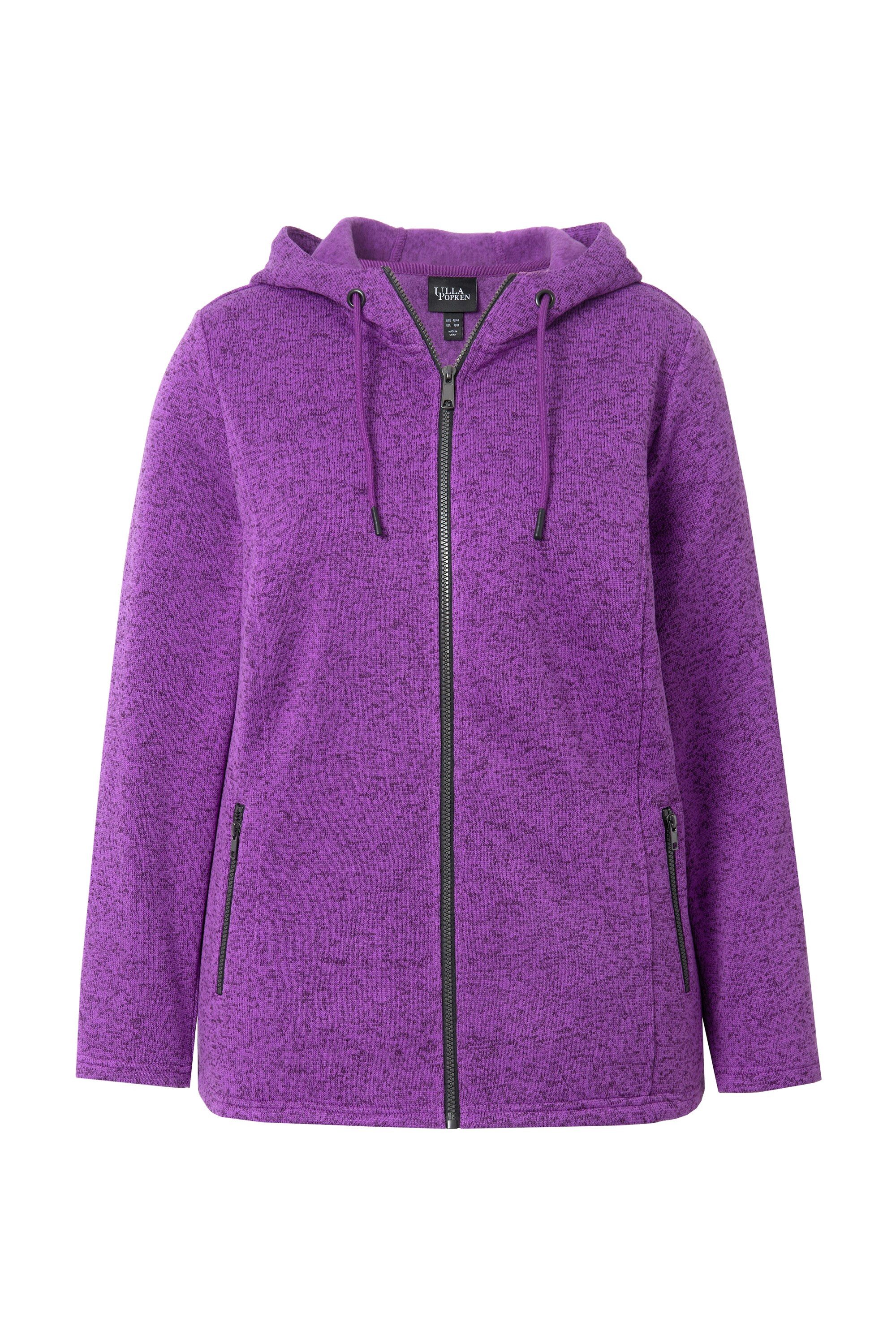 Ulla Popken Sweatjacke Strickfleece-Jacke Kapuze Reißverschlusstaschen günstig online kaufen