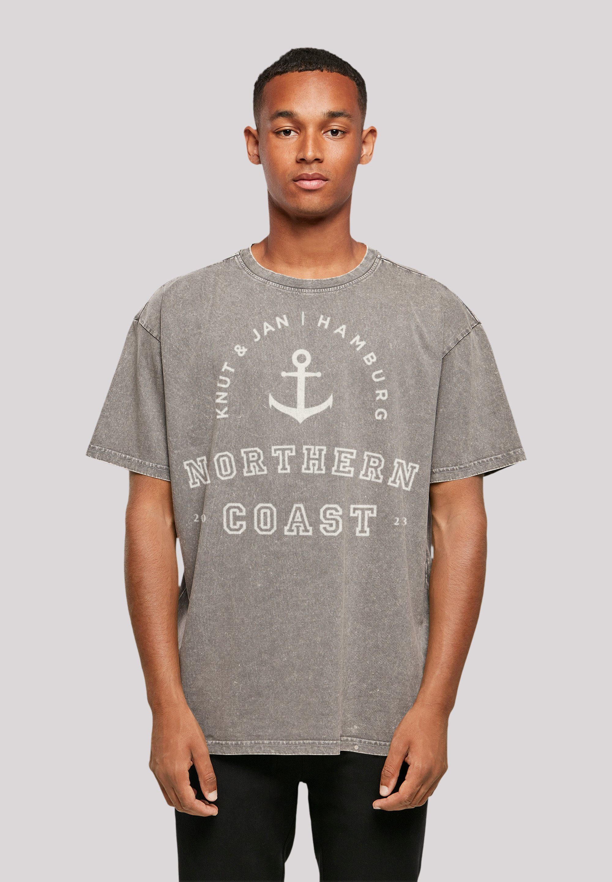F4NT4STIC T-Shirt Northern Coast Nordsee Knut & Jan Hamburg Print Asphalt