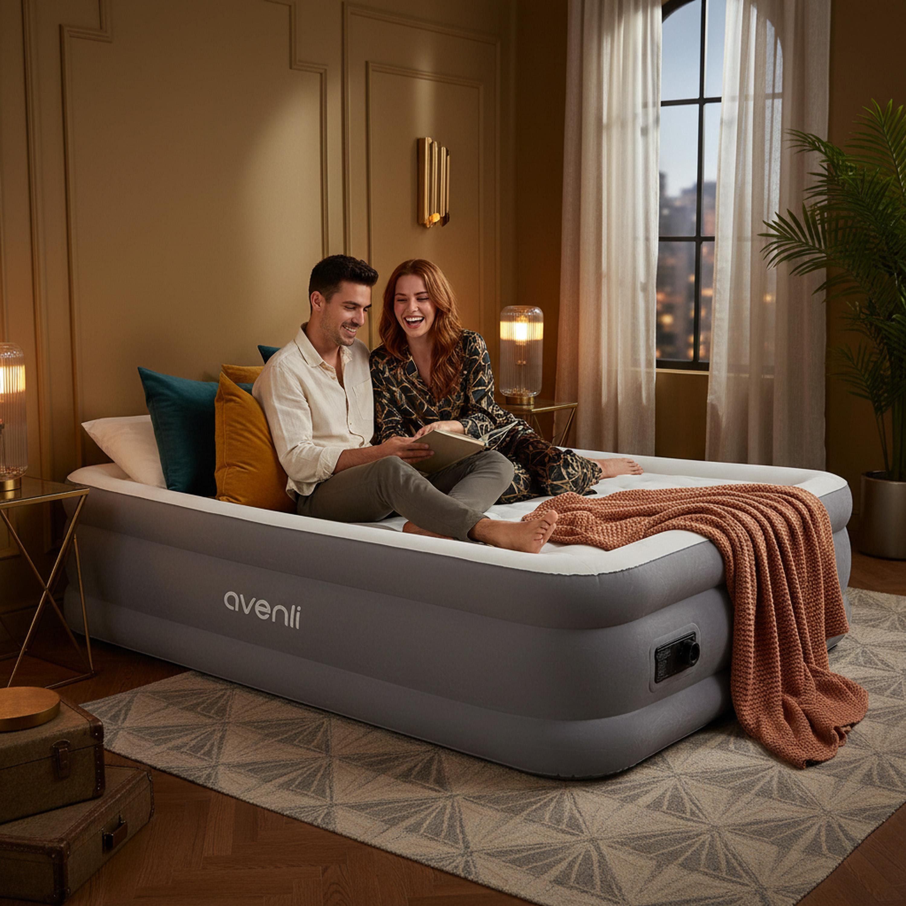 Avenli Luftmatratze Luftbett selbstaufblasend für 2 Personen Queen-Size 203x152x46cm, (Gästebett Matratze aufblasbar mit integrierter Elektropumpe, 2-St., Reise – Bild 4 von 5