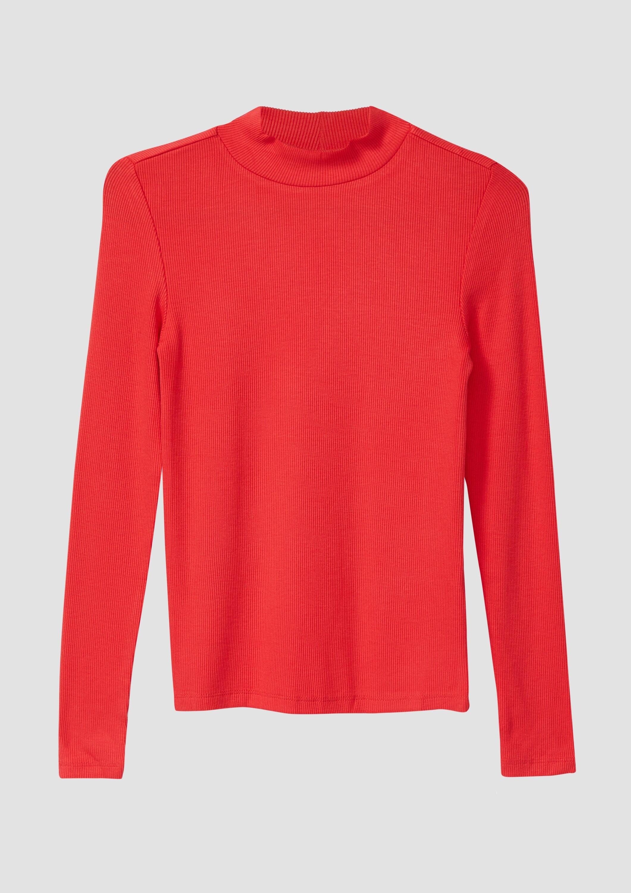 s.Oliver Langarmshirt T-Shirt Longsleeve aus Rippware mit Stehkragen