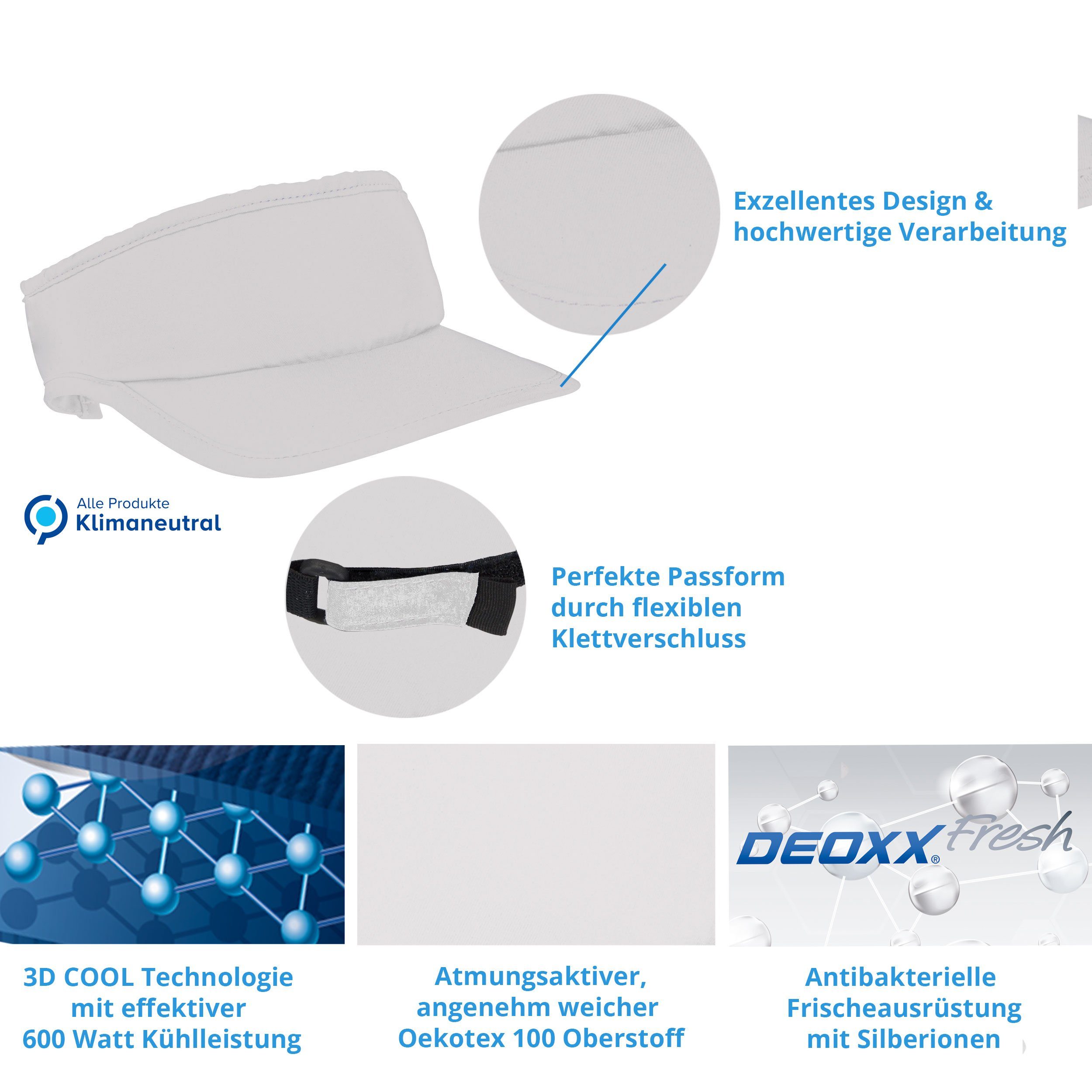 E.COOLINE Sonnenhut - kühlendes Sonnenschild - Kühlung durch Aktivierung mit Wasser kühlend, Hitzeschutz, Abkühlung für den Kopf