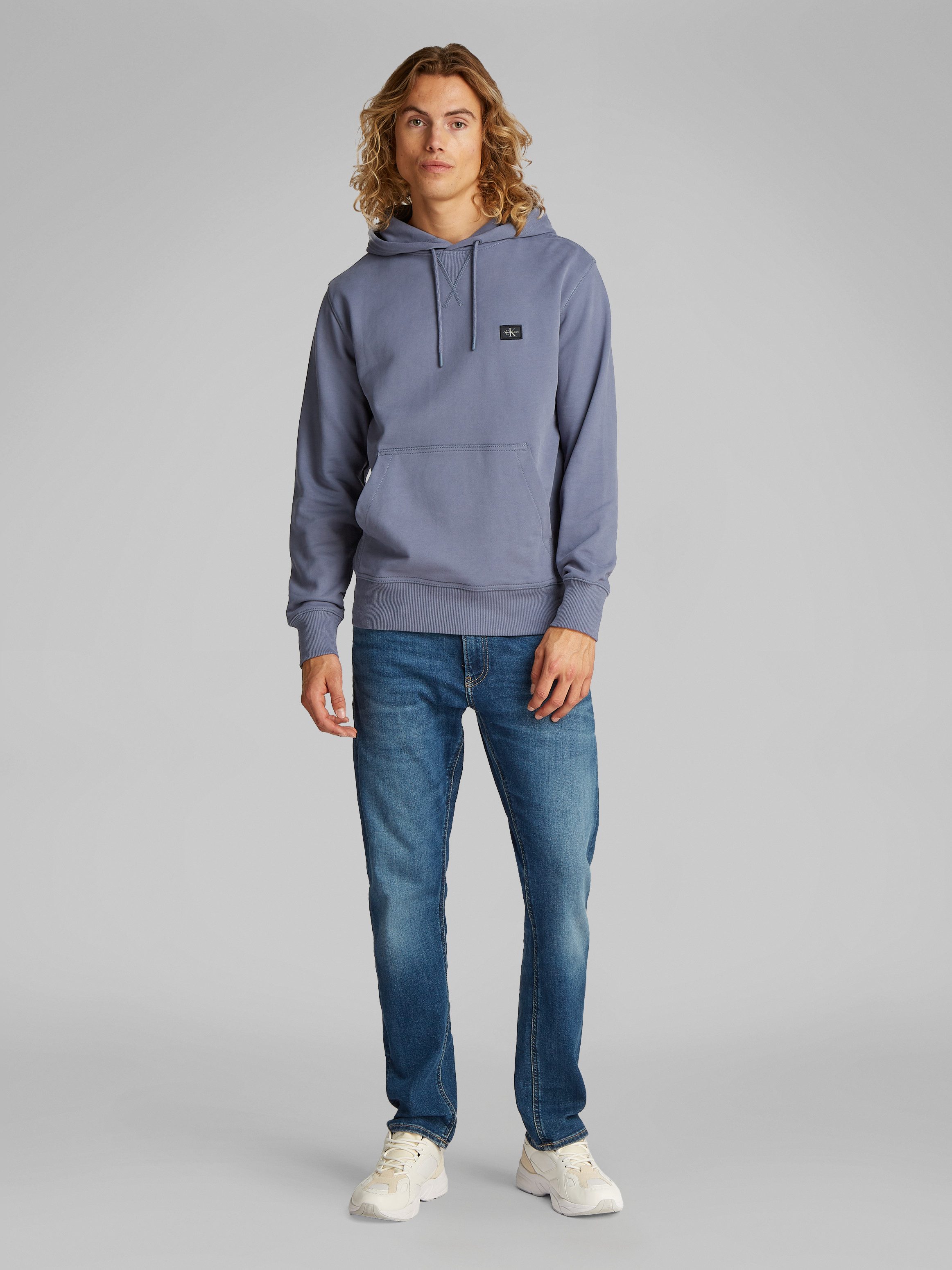 Calvin Klein Jeans Sweatshirt WOVEN LABEL HOODIE Kängurutasche, Logostickerei