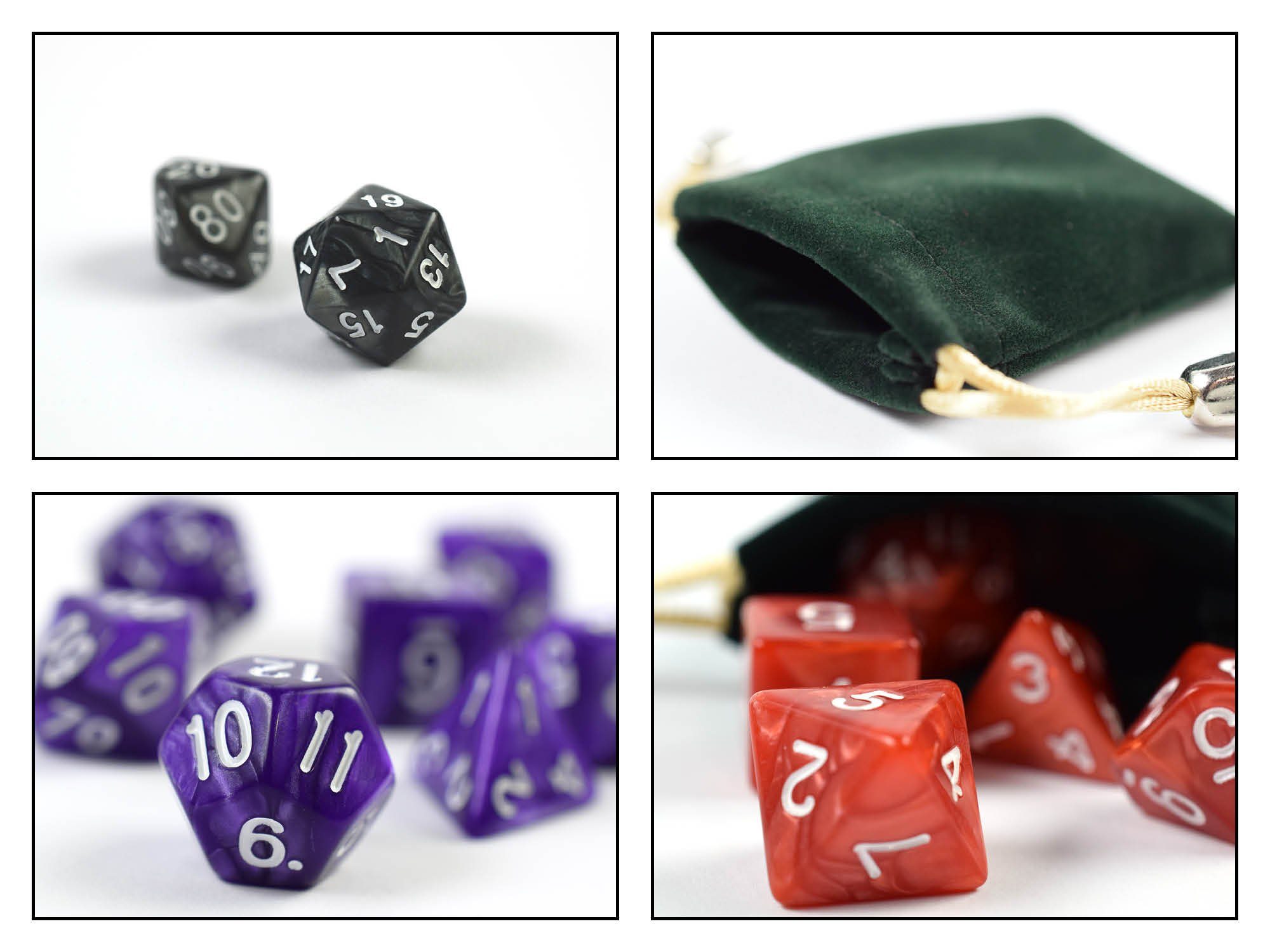 SHIBBY Spielesammlung 7 polyedrische DND Würfel für Rollen- und Tabletopspielemit Beutel