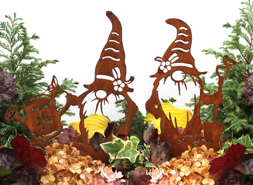 LB H&F Lilienburg Gartenstecker 2er SET Zwerg Wichtel Gartendeko Gartendeko günstig online kaufen