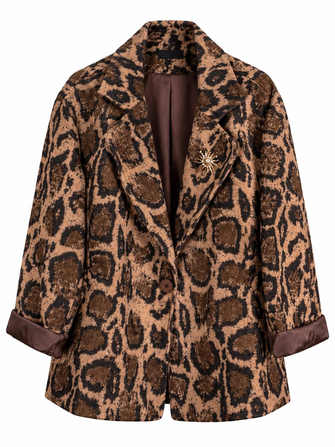 ITALY VIBES Jackenblazer - Modischer Wollmix-Blazer mit Reverskragen und Musterdetails für Dame ONE SIZE - passend für Größen M bis L