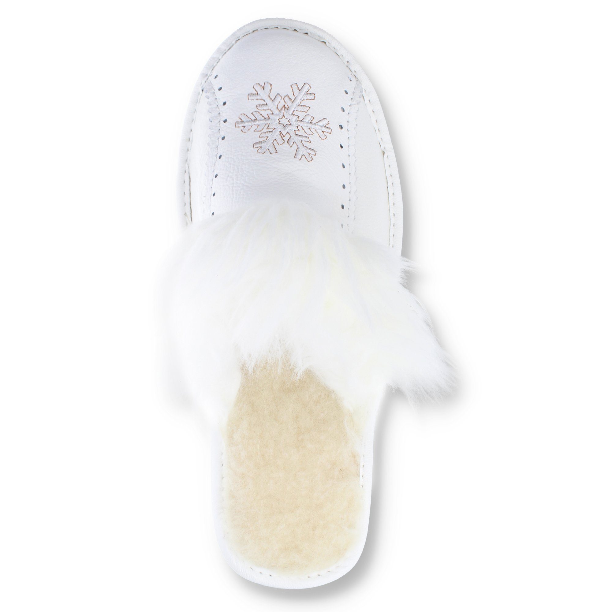 filsko Zofingen Damen Hausschuh Schneeflocke, Fellbesatz, Fellkragen