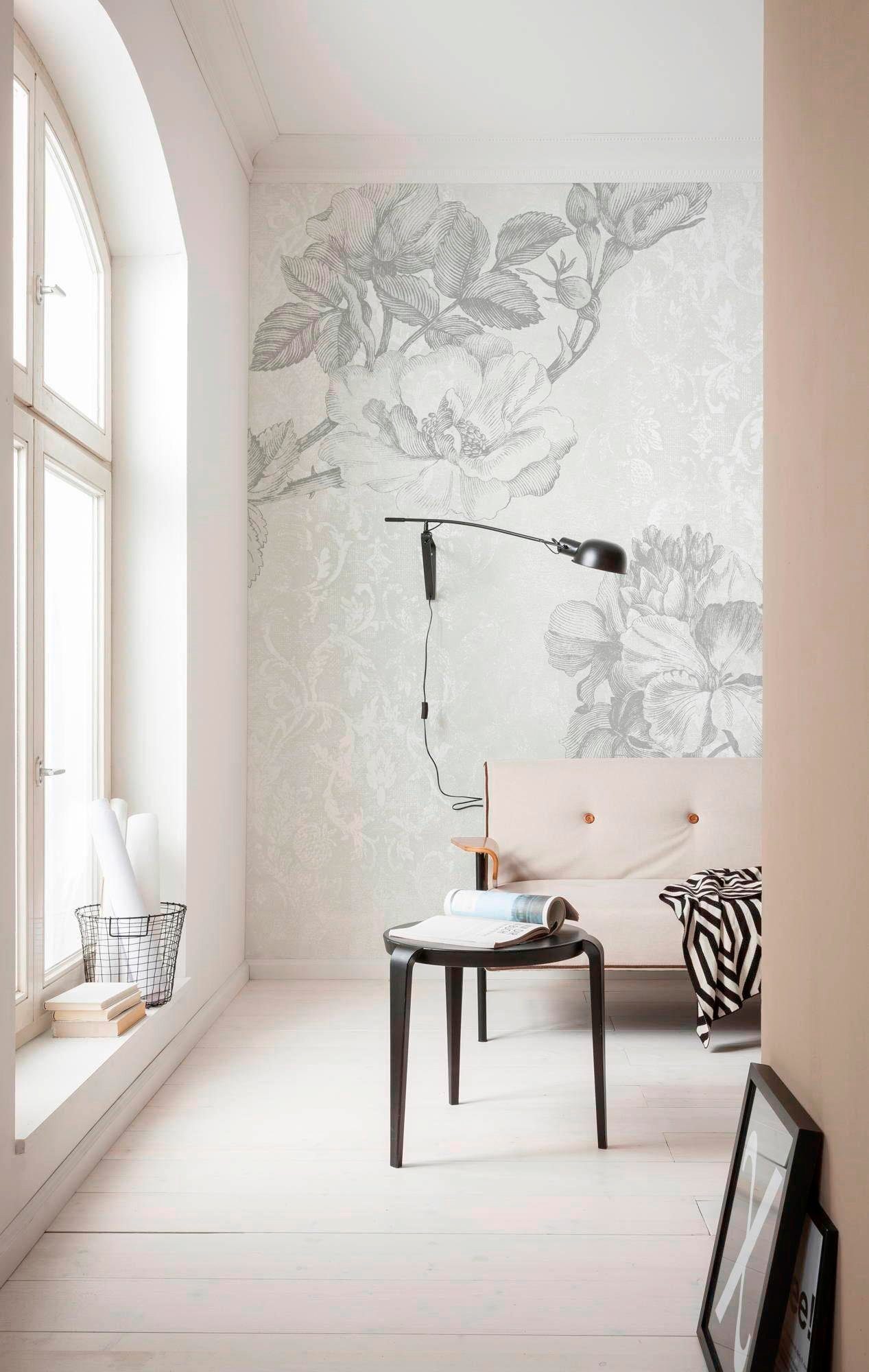 Komar Vliestapete Digitaldruck Vlies - Baroque Grey - Größe 200 x 250 cm, glatt, bedruckt, (1 St), Wohnzimmer, Schlafzimmer