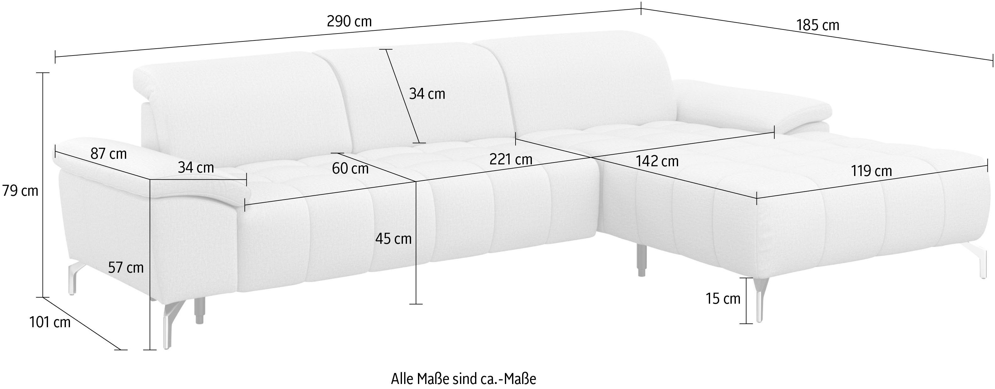 sit&more Ecksofa Cool, wahlweise mit motorisch und Vorziehsitz, Kopfteilverstellung