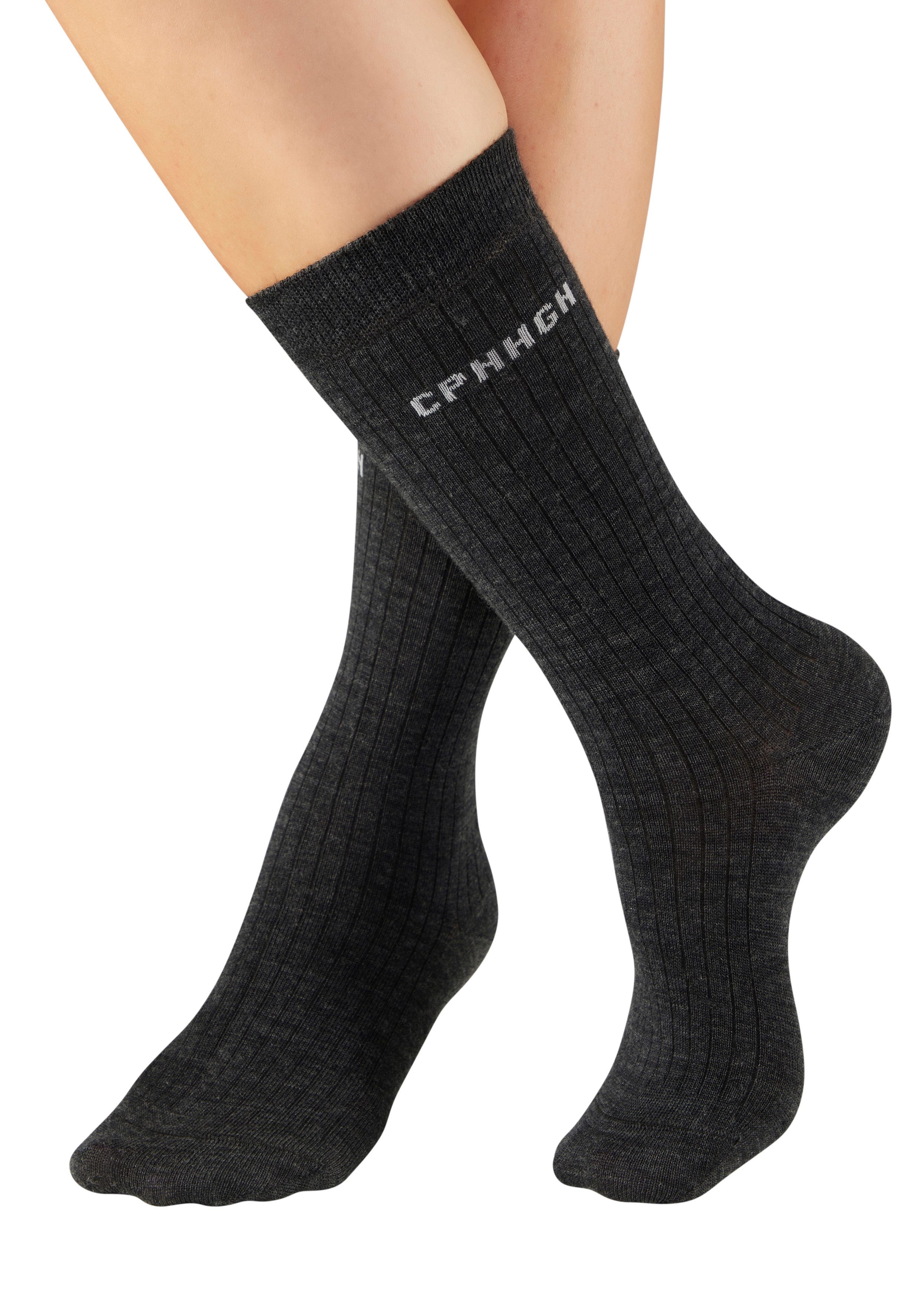 Copenhagen Studios Basicsocken (Packung, 2-Paar) gerippt, mit wärmender Wolle