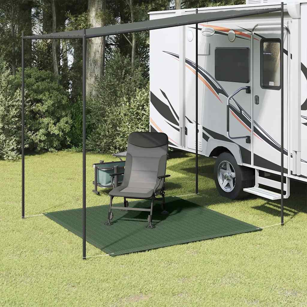 furnicato Outdoorteppich Zeltteppich 200 x 200 cm Dunkelgrün aus hochdichtem Polyethylen, Höhe: 1 mm, Wetterbeständige Bodenmatte mit Ösen und atmungsaktiver Oberfläche