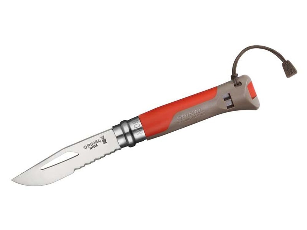 Opinel Taschenmesser Opinel-Messer Nr. 8 Outdoor, Stahl Sandvik 12C27 rot/braun