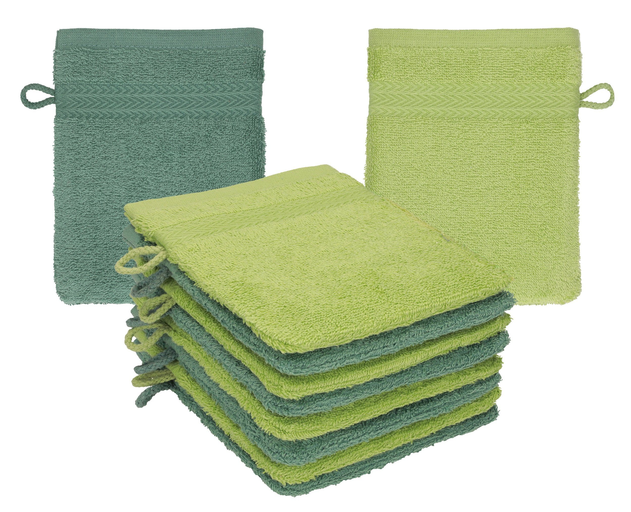 Betz Waschhandschuh 10 Stück Waschhandschuhe Premium 16x21cm Farbe tannengrün-avocadogrün