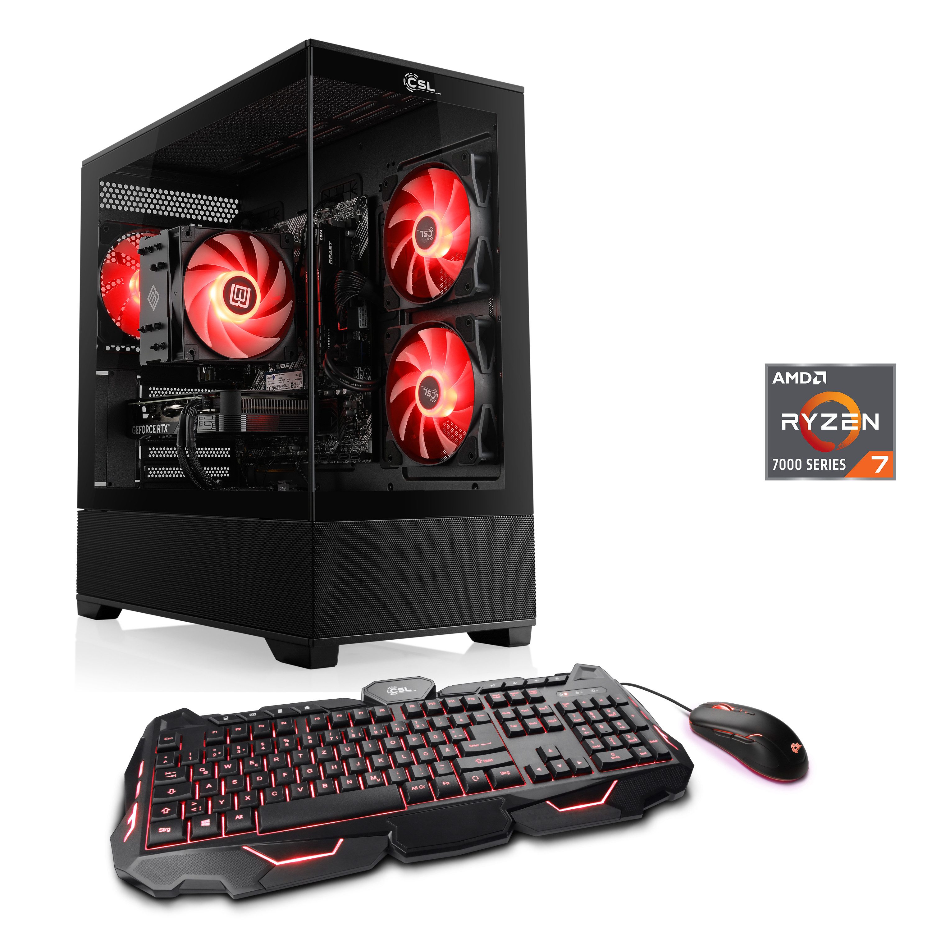 CSL AeroVision V24309 Gaming-PC (AMD Ryzen 7 7800X3D, GeForce RTX 5070, 32 GB RAM, 2000 GB SSD, Luftkühlung)