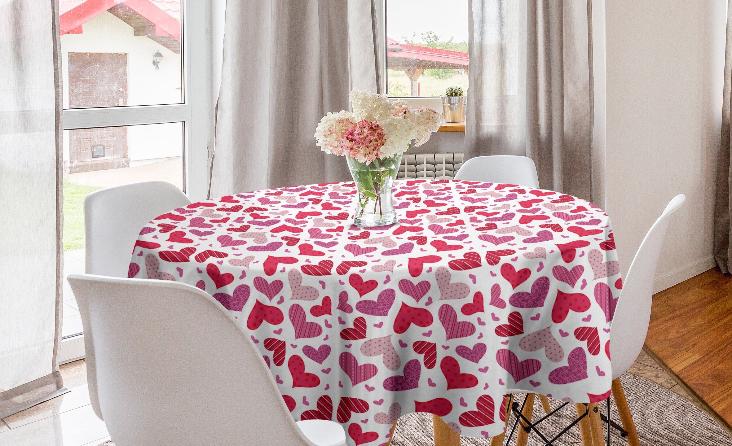 Tischdecke Esszimmer Valentines für Dekoration, Tischdecke Abdeckung Kreis Zuneigung Küche Abakuhaus
