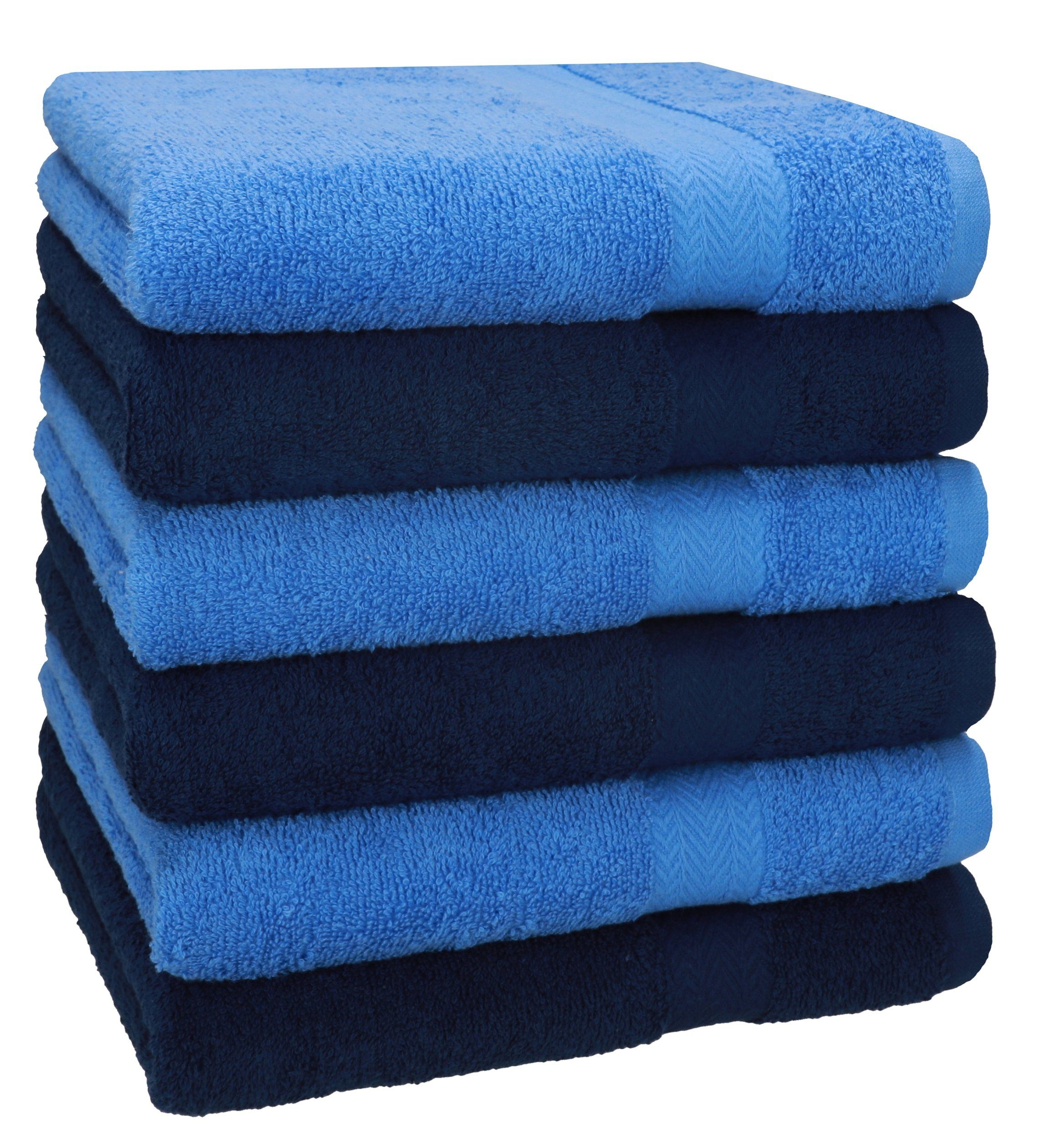 Betz Handtücher 6 Stück Handtücher Größe 50 x 100 cm Premium Handtuch Set 100% Baumwolle Farbe dunkelblau/hellblau, 100% Baumwolle (6-St)