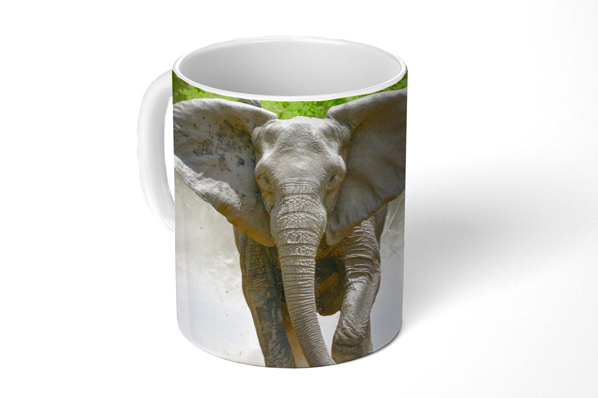 MuchoWow Tasse Laufender Elefant, Keramik, Kaffeetassen, Teetasse, Becher, Teetasse, Geschenk