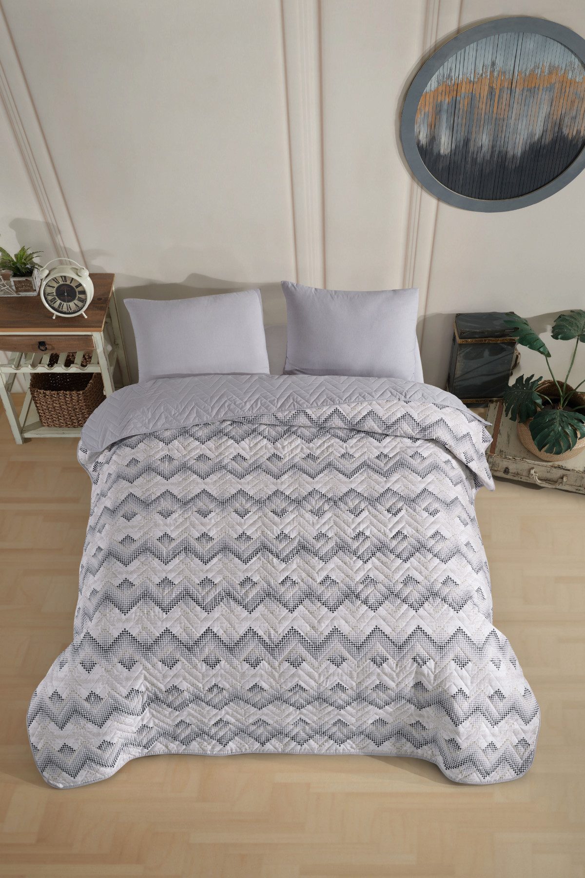 Formeya Tagesdecke Wendbare Piqué-Tagesdecke 200x230 cm für Doppelbett