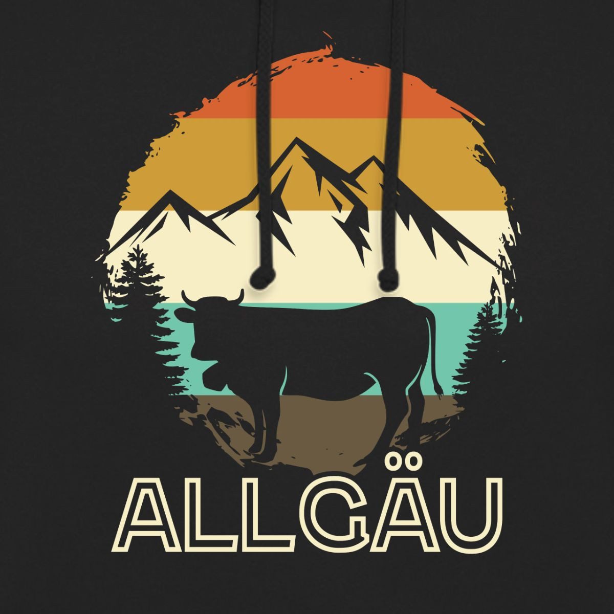 Spreadshirt Hoodie Allgäu Vintage Berge Und Kuh Retro Unisex Hoodie (1-tlg)