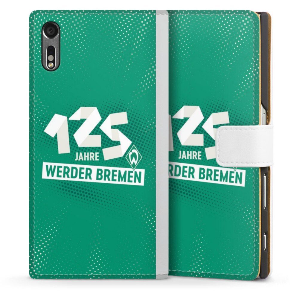 DeinDesign Handyhülle 125 Jahre Werder Bremen Offizielles Lizenzprodukt, Sony Xperia XZ Hülle Handy Flip Case Wallet Cover Handytasche Leder