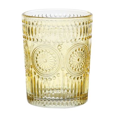 MARELIDA Gläser-Set Trinkgläser gelb 280ml Wasergläser Saftgläser Vintage Retro Boho 4St., Glas